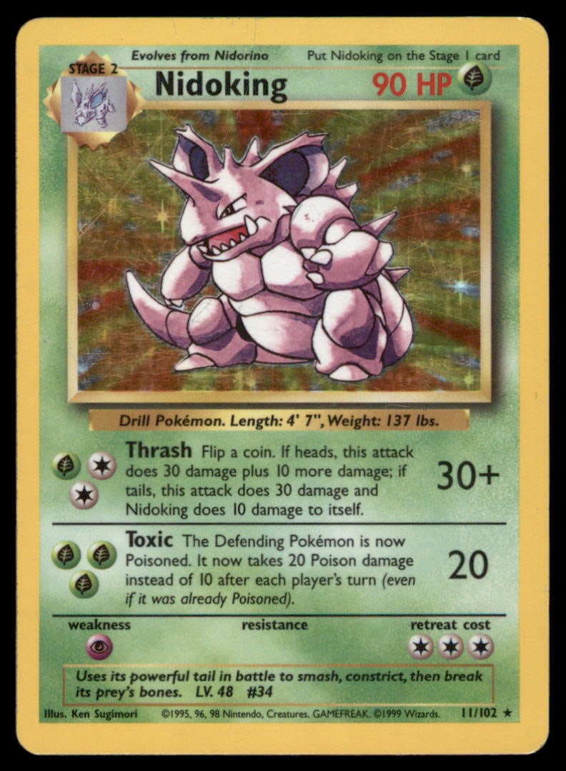 Nidoking Base Set #011/102 Holo Pokemon Card (1 of 2)