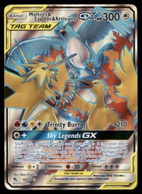 Moltres & Zapdos & Articuno GX (Full Art) Hidden Fates #66/68 Holo Pokemon Card