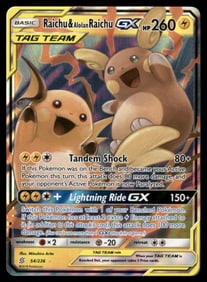 Raichu & Alolan Raichu GX SM - Unified Minds #54/236 Holo Pokemon Card