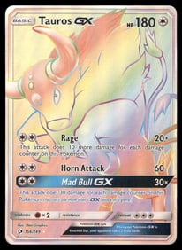 Tauros GX (Secret) SM Base Set #156/149 Holo Pokemon Card