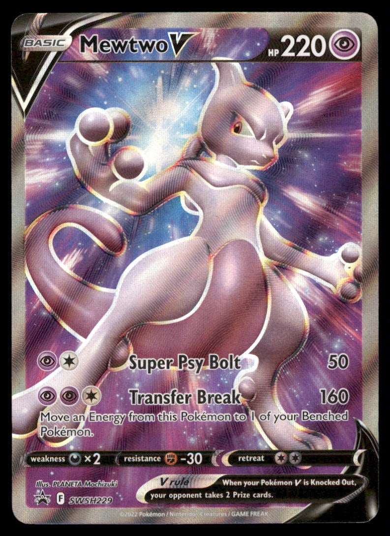 Mewtwo V SWSH: Sword & Shield Promo Cards #SWSH229 Holo Pokemon Card: We offer combined shipping on multiple items. Buyers may also arrange their own shipping. LiveShipping is a separate and independent option for shipping that is NOT a part of the auction house or thei