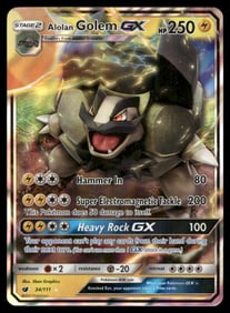 Alolan Golem GX SM - Crimson Invasion #34/111 Holo Pokemon Card