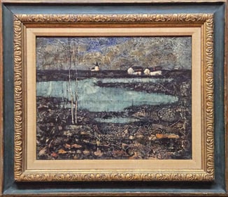 Vintage Impreassionist Oil On Canvas "Landscape"