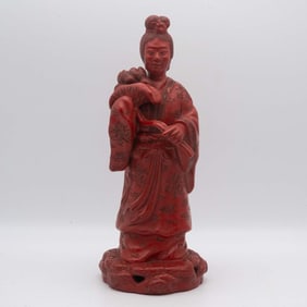 Antique Chinese Porcelain Lacquerware Goddess Figure