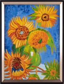 Hand Painted After Van Gogh Oil On Canvas "Sunflower 1"