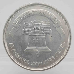 Vintage A Mark Liberty Bell 1oz Silver Round