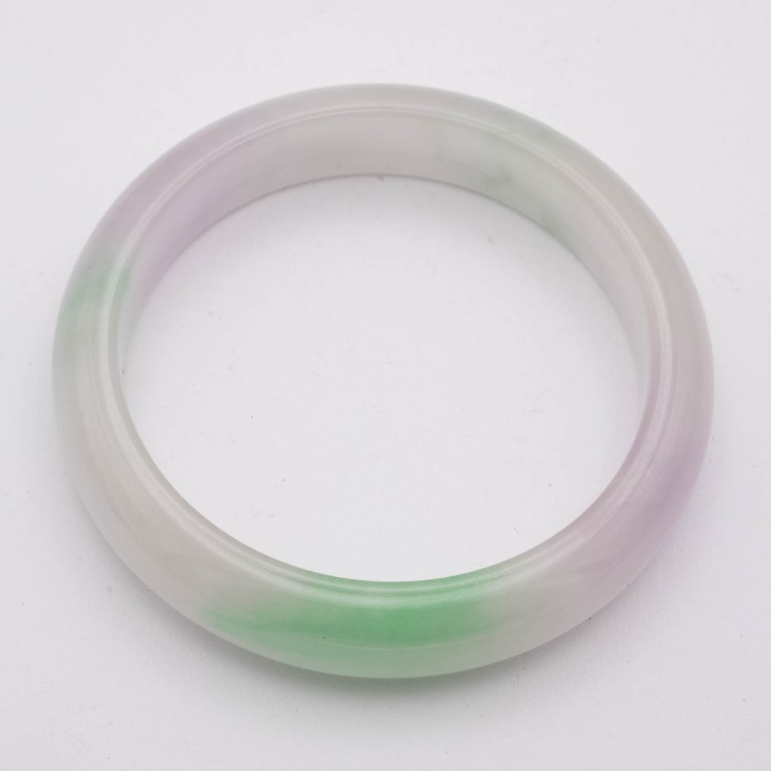 Chinese Translucent Green And White Jade Bangle (1 of 3)