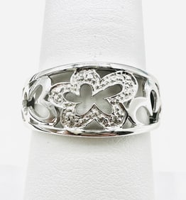 14KT White Gold Diamond Fancy Ring Size 7 -J11310