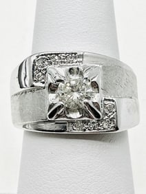 14KT White Gold Men’s Diamond Ring Size 6.25 - J11343