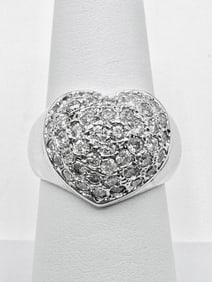 14KT White Gold Natural Diamond Heart Ring Size 6.75 - J11390