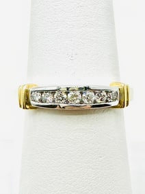 14KT White And Yellow Gold Natural Diamond Band Ring Size 7 - J11397