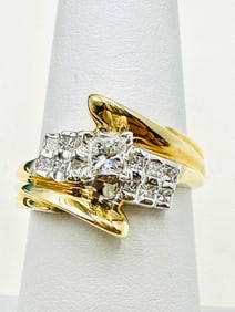 14KT Yellow Gold Natural Princess Cut Diamond Engagement Ring Size 7 - J11433