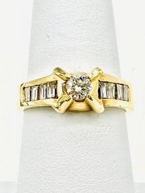 14KT Yellow Gold Natural Diamond Engagement Ring Size 6.5 - J11434