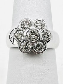 14Karat White Gold Natural Diamond Flower Ring Size 5.25 - J11483