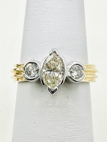 14 Karat 2-Tone Gold Natural Diamond Engagement Ring Size 6.25 - J11493