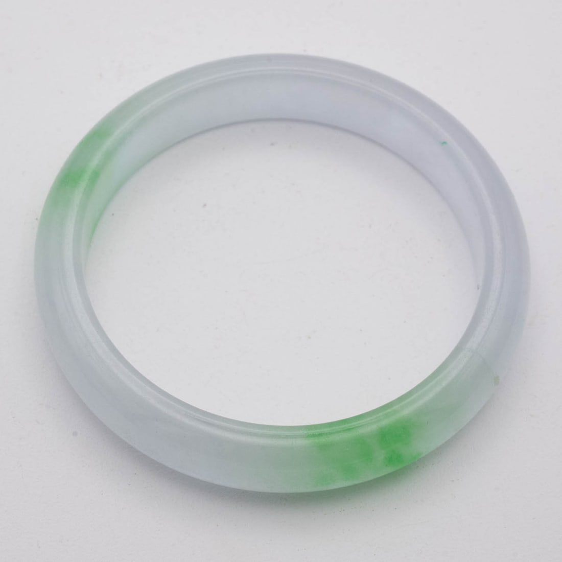 Chinese Translucent Green And White Jade Bangle (1 of 3)
