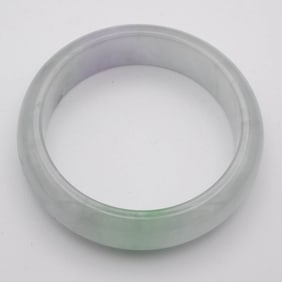 Chinese Translucent Green And Lavender Jade Bangle