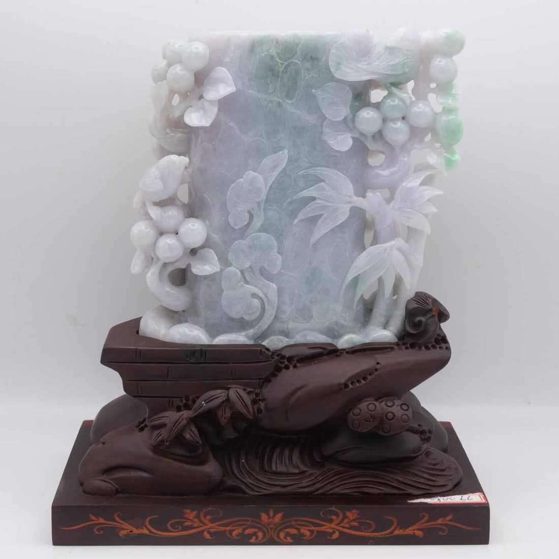 Chinese Carved Natural Lavender And Green Jadeite Landscape Brush Holder (1 of 10)