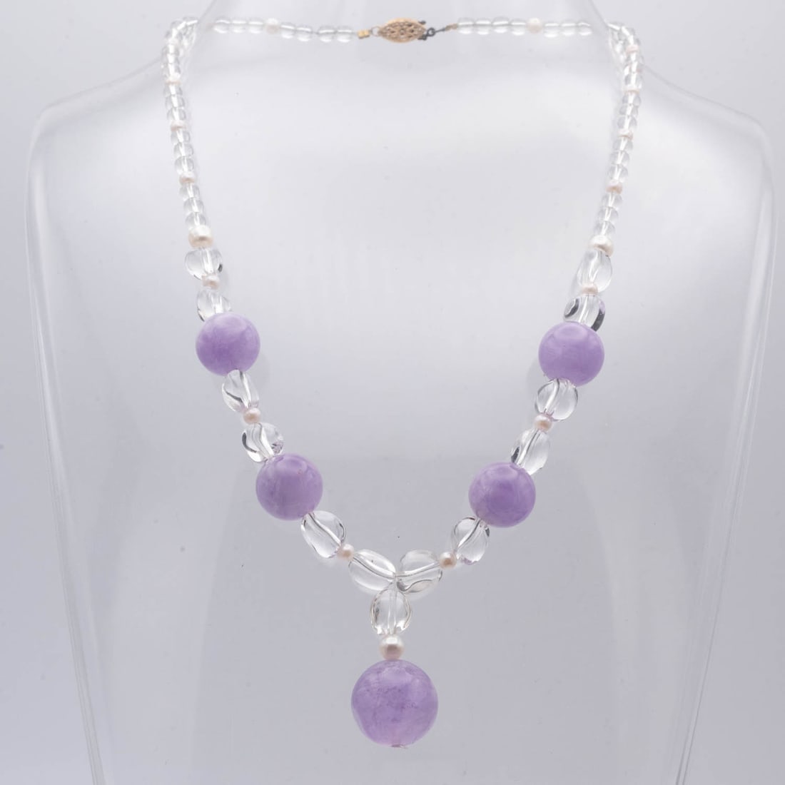 Natural Amethyst And Clear Quartz Necklace (1 of 6)