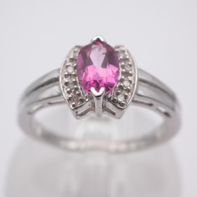 Pink Sapphire And Diamond 14K White Gold Ring