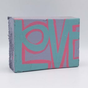 Vintage Robert Indiana Style Wood Love Block