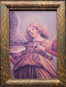 Vintage Print On Paper Angel With Violin Icon With Frame