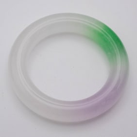 Chinese Icy Purple Green And White Jade Bangle