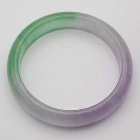 Chinese Green And Purple Jade Bangle