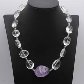 MCM Natural Large Round Quartz Necklace