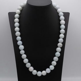 Natural White Jadeite Bead Necklace