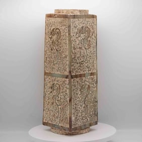 Antique Chinese Carved Calcified Jade Large Ritualistic Cong