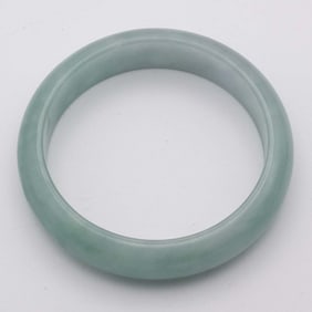 Chinese Carved Green Jade Bangle