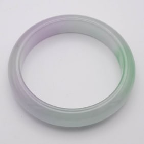 Chinese Carved Lavender And Green Jade Bangle