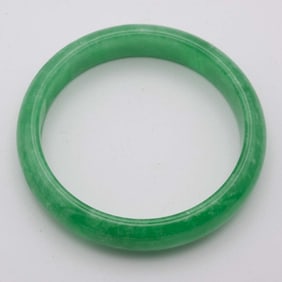 Chinese Carved Green Jade Bangle