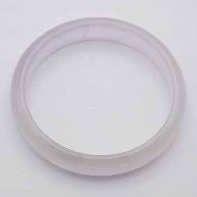 Chinese Carved Icy White Jade Bangle