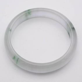Chinese Carved Icy White Jade Bangle