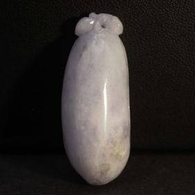Old Chinese Carved Lavender Jadeite Gourd Pendant