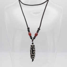 Chinese Tibetan Three Eye Dzi Bead Pendant