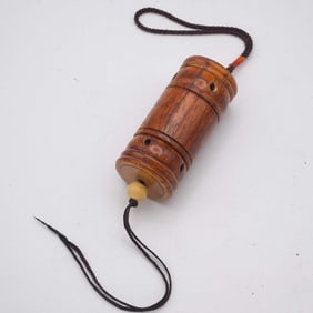 Old Chinese Tibetan Carved Wood Amulet