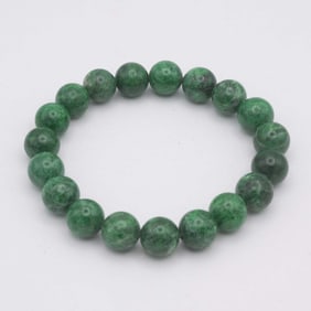 Natural Green Jadeite Bead Bracelet