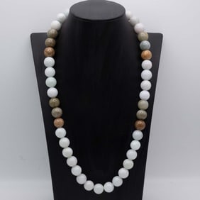 Chinese Natural Jadeite Bead Necklace