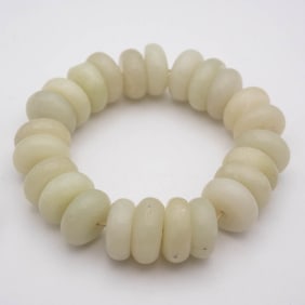 Old Chinese Natural Jadeite Bead Bracelet