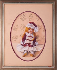 Vintage Impressionist Watercolor On Paper "Portrait Of Doll"