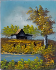 Vintage Impressionist Oil On Canvas "Autumn House"