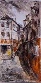 Vintage Modernist Oil On Canvas "Venice Scene"