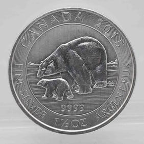 2015 Canada Polar Bear & Cub 1.5oz Silver Coin