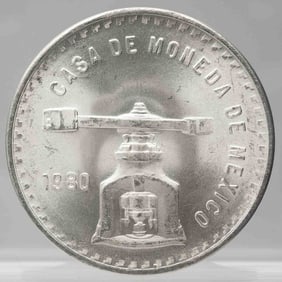 1980 Mexican Balance Scale Peso Silver Onza Coin
