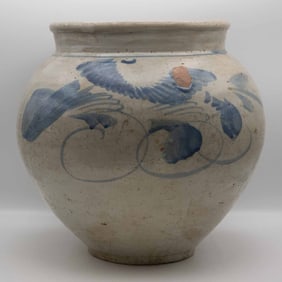 Antique Asian Blue And White Porcelain Large Urn