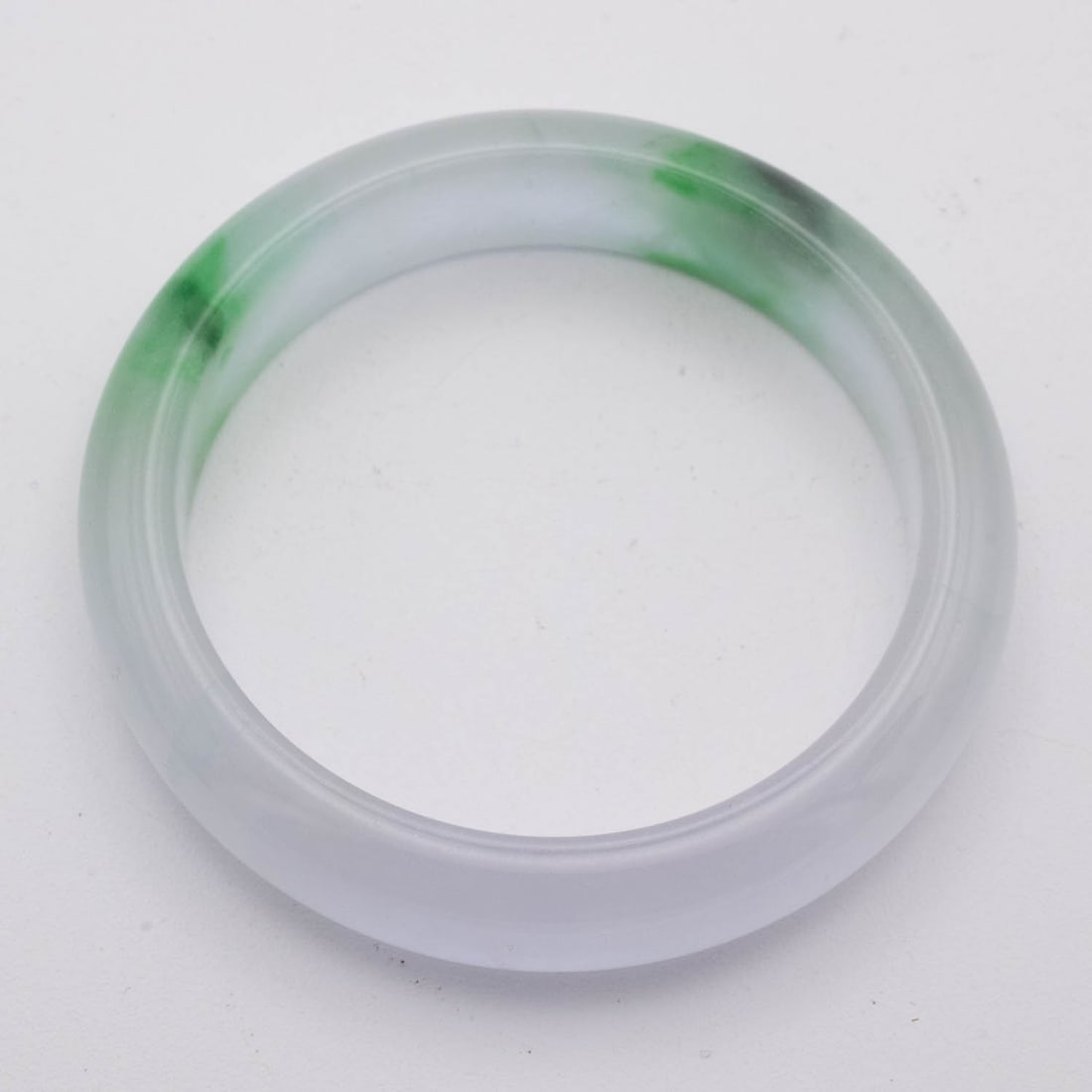 Chinese Icy White And Green Jade Bangle (1 of 3)