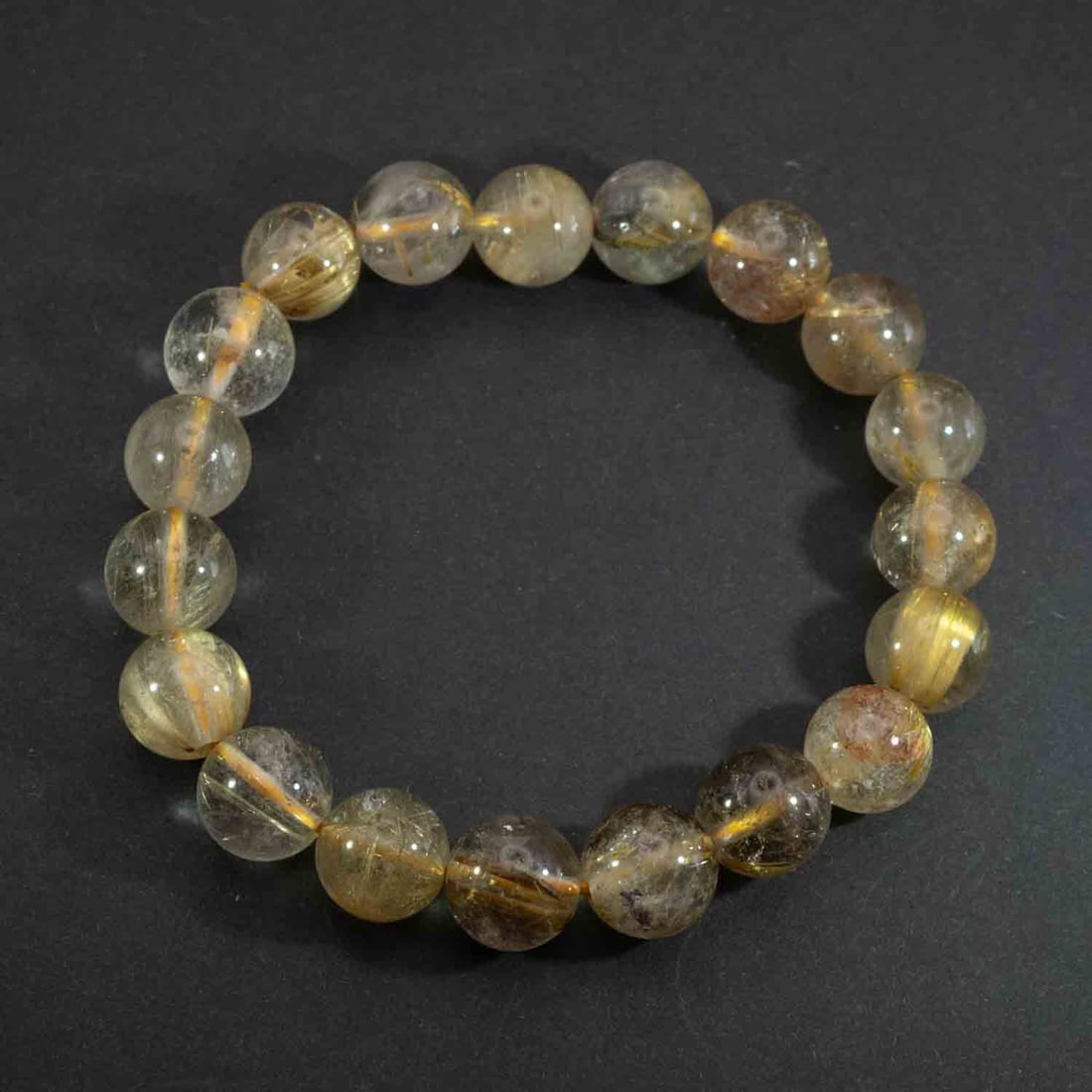 Vintage Natural Golden Rutilated Quartz Bead Bracelet (1 of 4)